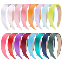 16 Pieces Colorful Satin Hair Accessories – 1 Inch Plastic Covered Headbands for