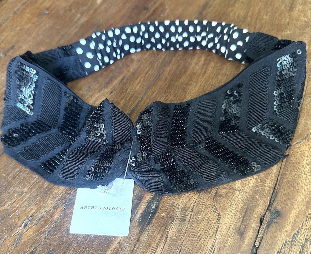Anthropologie Soft Twisted Hair Bandana/ Sequin Beaded