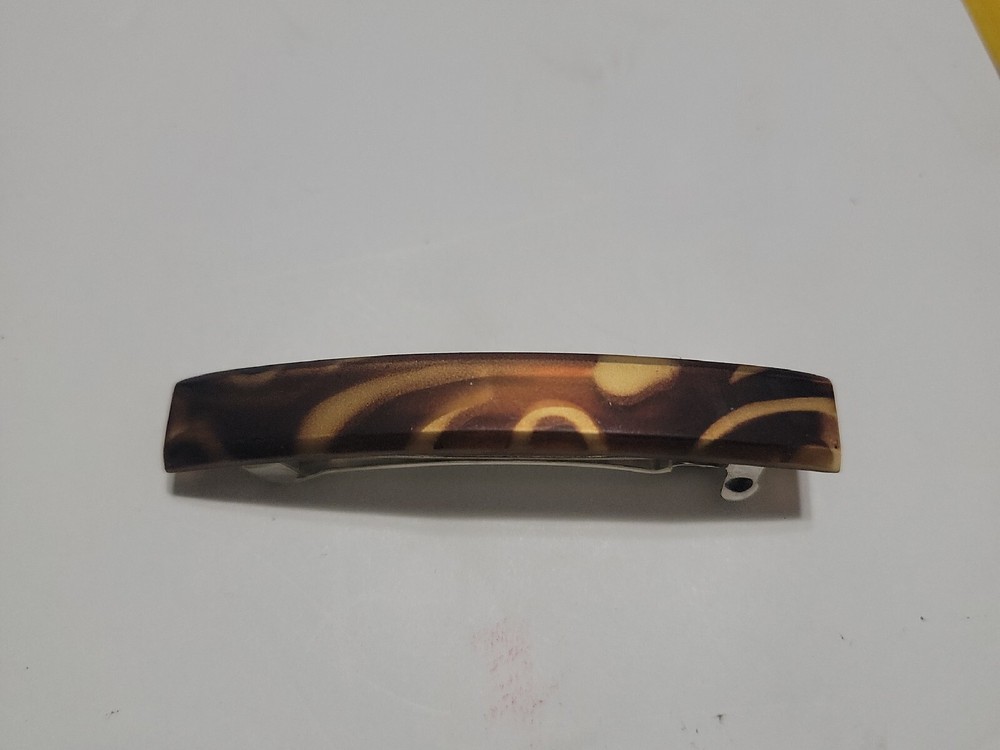Hair Barrette Metal Women Claw Jaw Clip Colorful Brown And Gold Vintage