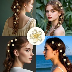 Esitrormi Small Claw Clips for Women Cute Flower Rhinestone Hair gold