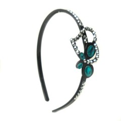 12 PCS Black Heart Headband with Silver & Color Stones