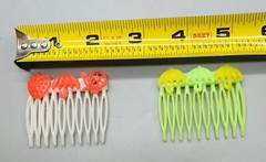 1970s Youth girls French Side Hair Combs small plastic with charms vintage