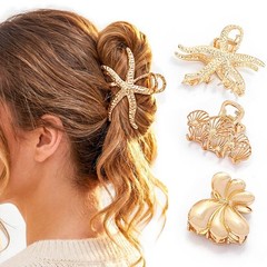 Campsis Starfish Hair Claw Gold Seashell Clips Medium Metal one size