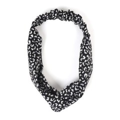 Nollia Ladies Criss Cross Elastic Stretch Headband Black & White Animal Print