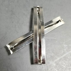 2 Vtg Goody Stay Tight Barrettes 2.5″ Silver Tone Open Metal Hair Clip Accessory