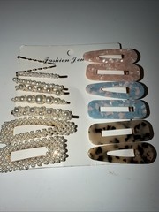 Lot of 15 Acrylic Resin Hair Barrettes Clips Varied Sizes-Shapes Colorful NEW