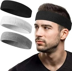 3 Pack Men & Women Sweatband Headband Terry Cloth Moisture Wicking for Sports