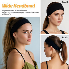 Headbands for Women – 6 Pack Wide Elastic Hair Bands | Stretchy Sweatbands Hair