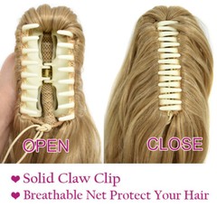 Thick Jaw Claw Clip In Ponytail Curly Wavy Hair Extensions Natural As Human Hair