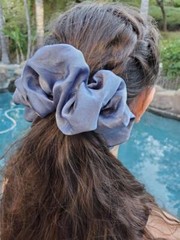 Maya Antonia Luxury Large Oversized Denim-Blue Organza Giant Hair Scrunchie