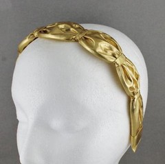 shiny gold lamé headband 1.5″ wide faux leather headband hair band accessory