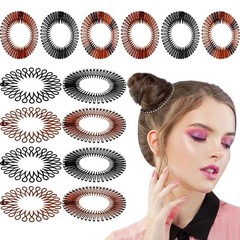 WILLBOND 14 Pcs Flexible Circle Headbands Circular Stretch Comb with Tooth Co…