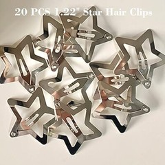 20 PCS 1.22″ Star Hair Accessories – Non-Slip Metal Snap 1.22″ Silver(20PCS)