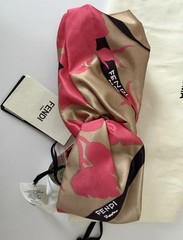 NEW Fendi Silk Headband Pink Dalia + Beige Scrunchie Twist Hair Band FXT400 Tags