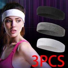 3 pcs Men & Women Sweatband Headband Terry Cloth Moisture Wicking for Sports