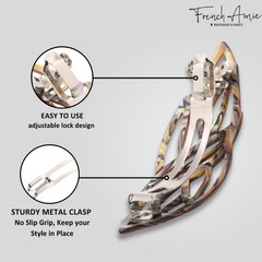French Amie 3.5” Leaf Hair Barrette Cellulose Acetate French Hair Clip For Women