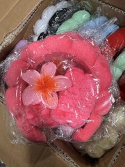 Pink Fabric & Plastic Hair Clip with Flower Accent, Solid Pattern for Women