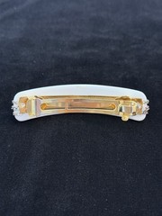 3 Gold Tone Women’s Barrettes Metal/Plastic White Faux Pearl Rhinestone