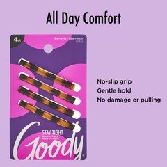 Goody Hair Barrettes Clips – 4 Count, Mock Tort – Slideproof and Lock-In Plac