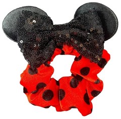 Minnie Mouse Hair Scrunchies Polka Dot Hair Rubber Band Velvet Ears Sequins