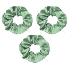 3pcs Silk Satin Scrunchies with Zipper Pocket Elastic Hair Bands Light Green