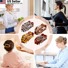 6 PCS Flat Hair Clips for Women No Slip Duckbill Claw Clips for Thick Hair