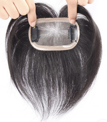 2.75″x4″Durable and Breathable Mono Base 100% Human Hair Topper Clip in 6″