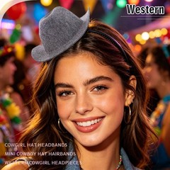 Firuilo Cowgirl Hat Headband Mini Cowboy Hat Headbands Western Cowboy Hairban…