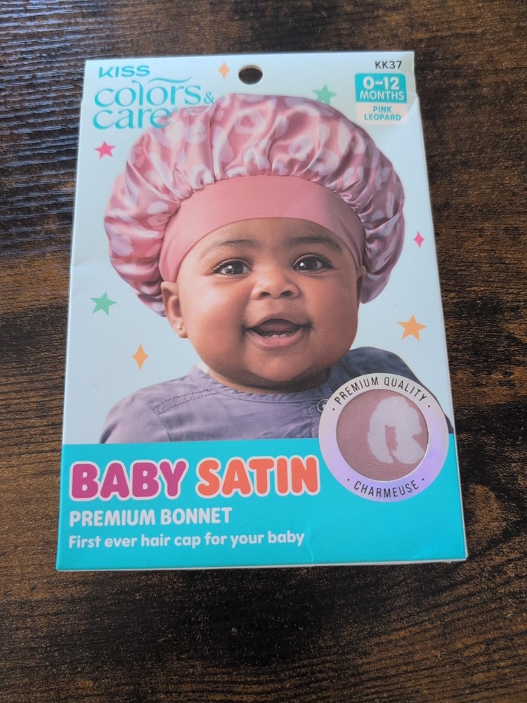 Kiss Colors & Care Baby Satin Premium Bonnet 0-13 Months Pink, New In Box