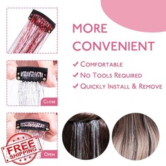 Wennalife Red 24 Inch 12 Clips Hair Tinsel Kit