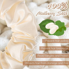 4 Pack 100% Mulberry Silk Scrunchies, Silk Hair Ties No Damag Scrunchies for Wom