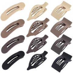 12 Pack Flat Hair Clips for 1 Count (Pack of 12), Black, Brown, Khaki, White