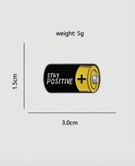 1 Pc Stay Positive Battery Brooch Cartoon Fashion Unisex Fun Bag Clothes