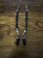 Silver Hair Clips With Beads And Healing Crystal Hexagonal Quartz Stone Charms
