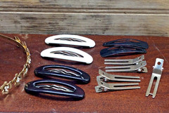 Hair Accessory Collection Lot of 12 Large & Small Clips Metal Flowers Headband