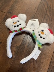 Fuzzy Snowman Disney Park Headband Mickey Minnie Ears