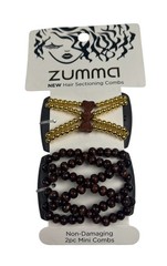 Zumma New Hair Sectioning Combs Non-Damaging 2 PC Mini Combs Gold & Brown Set