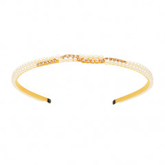 Women’s Gold-Tone Pearl & Rhinestone Headband – Elegant Hair Accessory