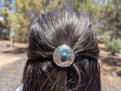 Native American Hair Accessory Elastic Tie Navajo Turquoise Handmade