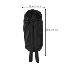 Akiweili Long Bonnet Satin Hir for Sleeping Women, Soft One Size, Black