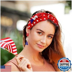 CEALXHENY Crystal Pearl Knotted Headbands – Patriotic Hair Accessory for Wome