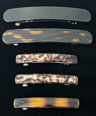 Brown Black Hair Barrette Clip Faux Tortoise Updo Accessory Boho Retro Lot of 5