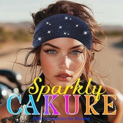 CAKURE Wide Rhinestone Headbands Sparkly African Head Wraps Large, set 1