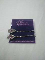 Cathy’s Concepts Fashion Hair Pins Purple Clear Crystal Formal Elegant Teardrop