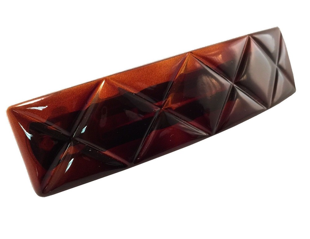 Parcelona French Medium Rectangular Diamond Pattern Shell Hair Clip Barrette