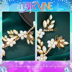 Crystal Wedding Headband Flower Hair Vine Silver Bridal Headpieces for Brides…