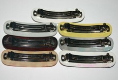 Vintage Barrette Hair Clip Rounded Curved Retro Style Patterns Made in France