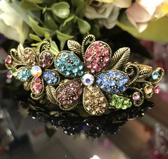 Antiqued rhinestone crystal barrette hair clip multi-color clip free shipping