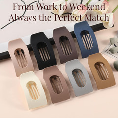 8 Pack Flat Hair Clips for Women – Large Matte Rectangle No-Slip Claw Clips, Str