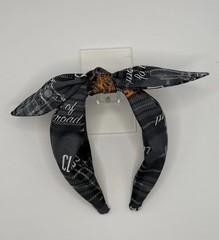 Grey Motorcycle Homemade Tie Knot Headband Hair Accessory For Girls And Women